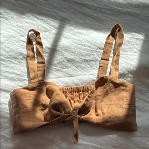 Tan Tie-Front Crop Top
